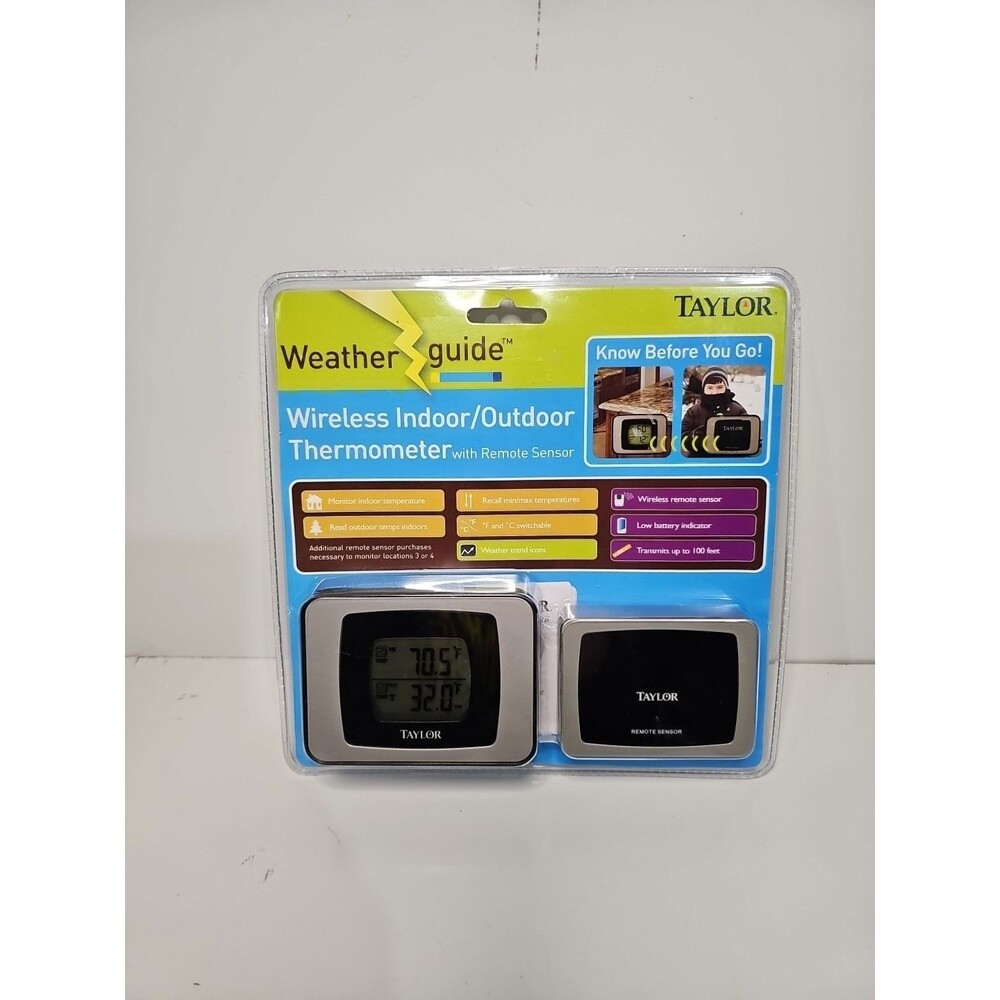 Taylor Weather Guide Wireless Indoor Outdoor Thermometer w Remote Sensor 1524